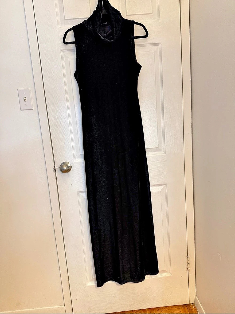 Donelli Paris Black Ribbed Cowl Neck Maxi Dress